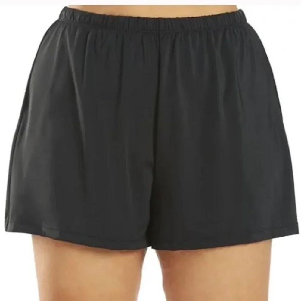 NWT Azul by Maxine of Hollywood Solid Black Swim Short NEW Plus Size 16W